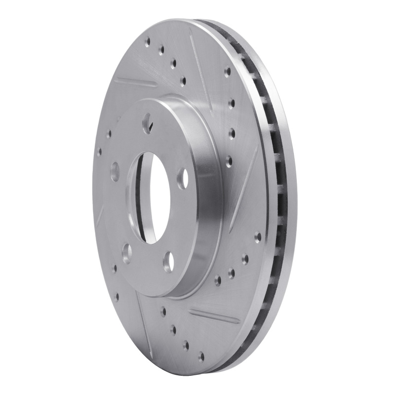 Ford Mustang Brake Rotor (1) - Front Right - R1 Concepts - Drilled & Slotted - Silver - `94-`04